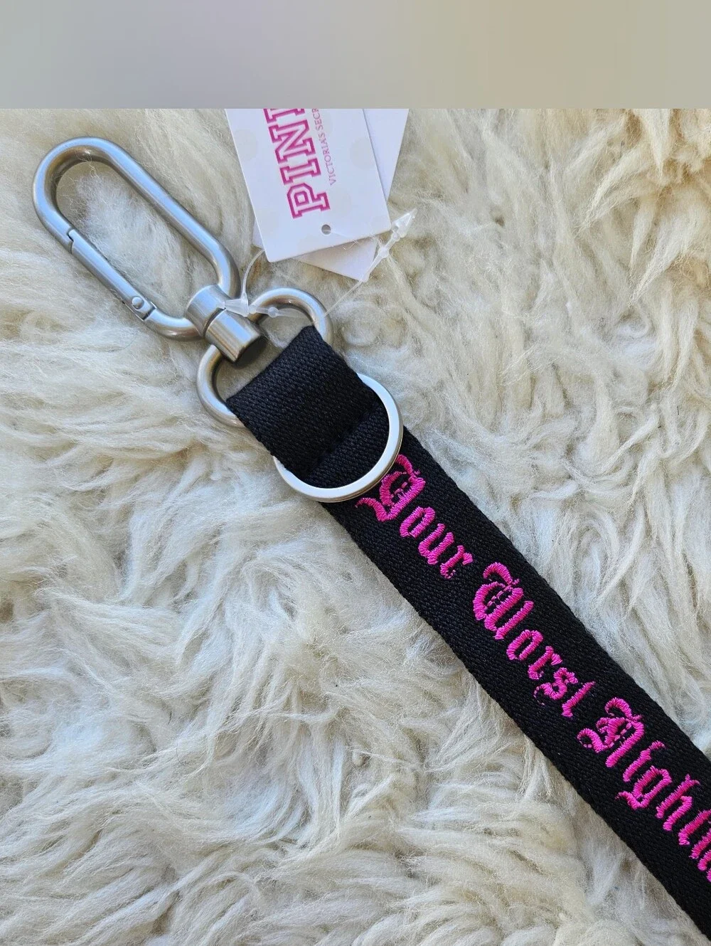 Victoria's Secret PINK wristlet strap keychain in Halloween Your Worst Nightmare